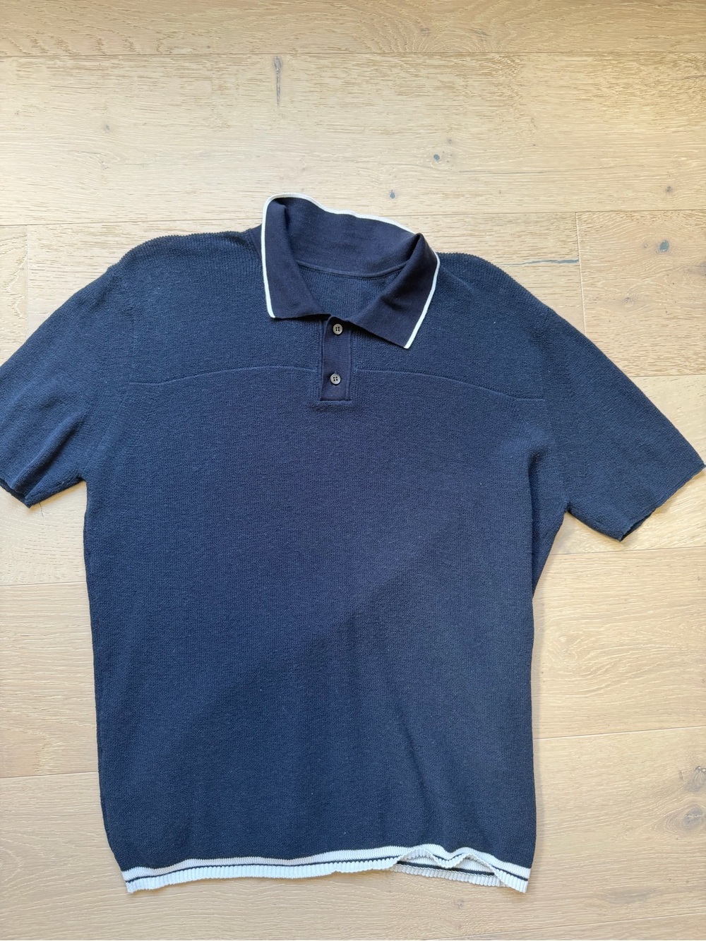 Jacquemus Men’s Navy Knit Polo Shirt White Trim XL